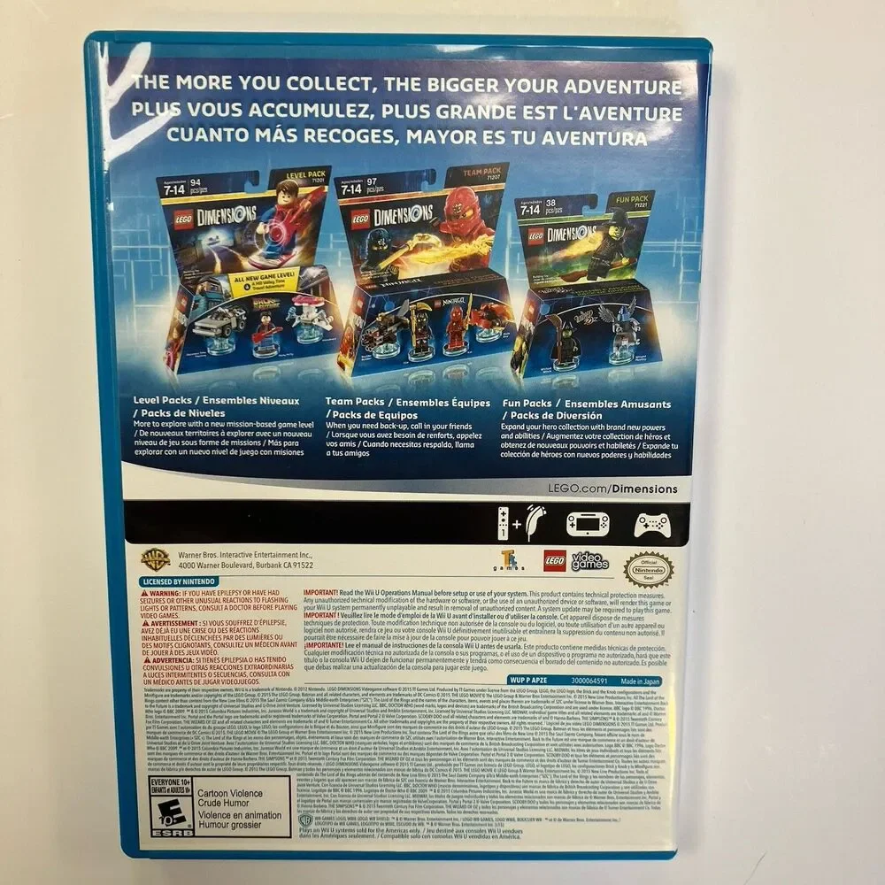 Lego Dimensions Nintendo Wii U 2015 Clean Disc
